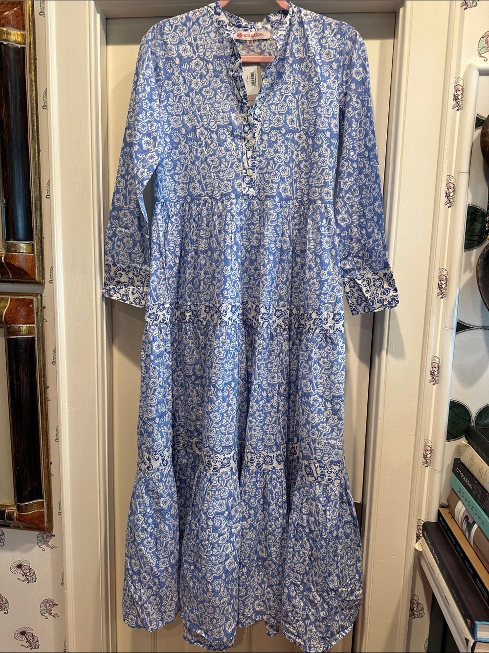 Ro’s Garden Blue Floral Tiered Maxi Dress